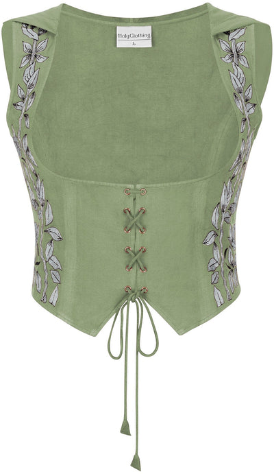 Tauriel Top Limited Edition Lemongrass Green Silver Embroidery