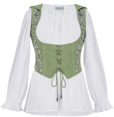 Tauriel Top Limited Edition Lemongrass Green Silver Embroidery